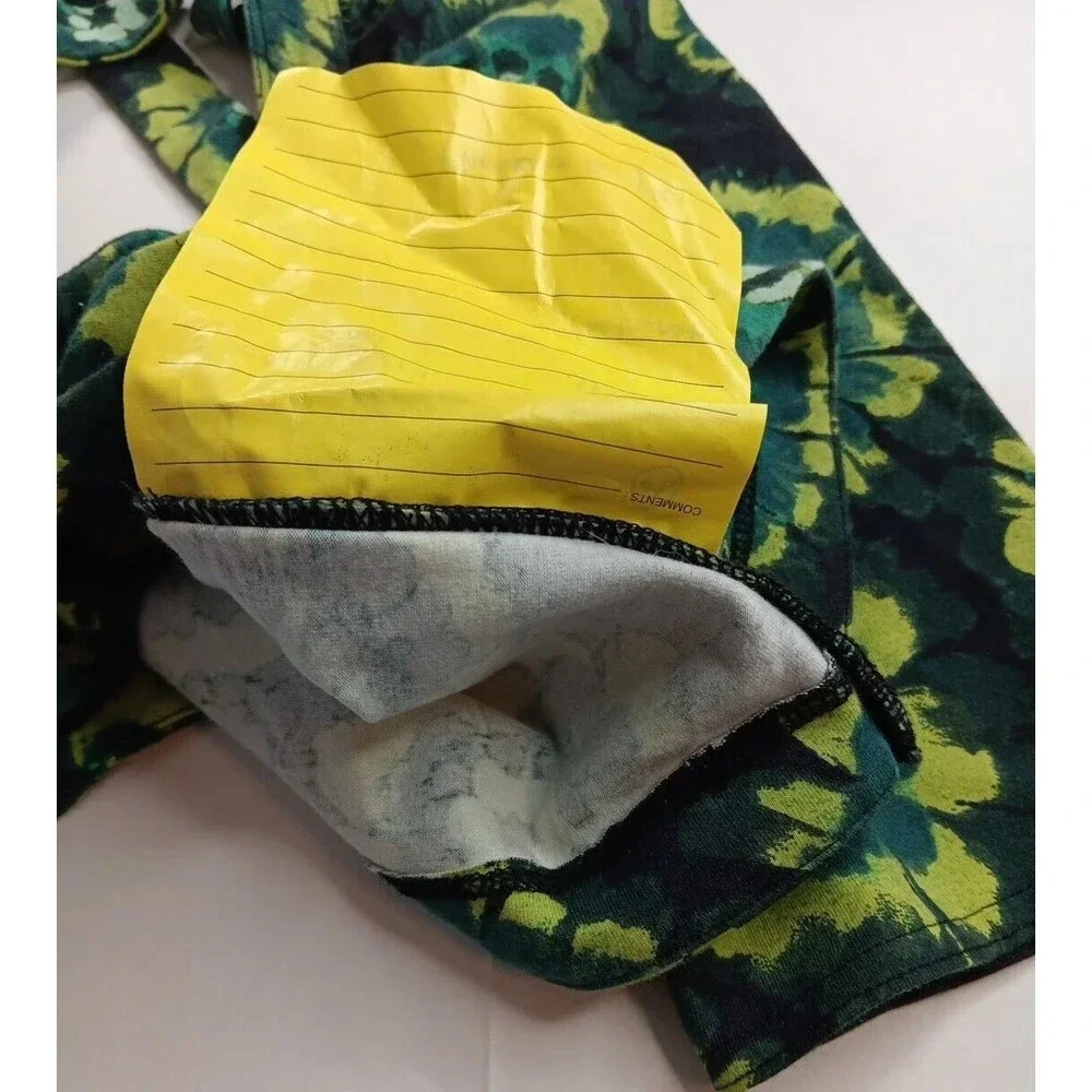 Free People Retro Hippie Green Square Neck Puff Sleeve Bandana Original! Small‎